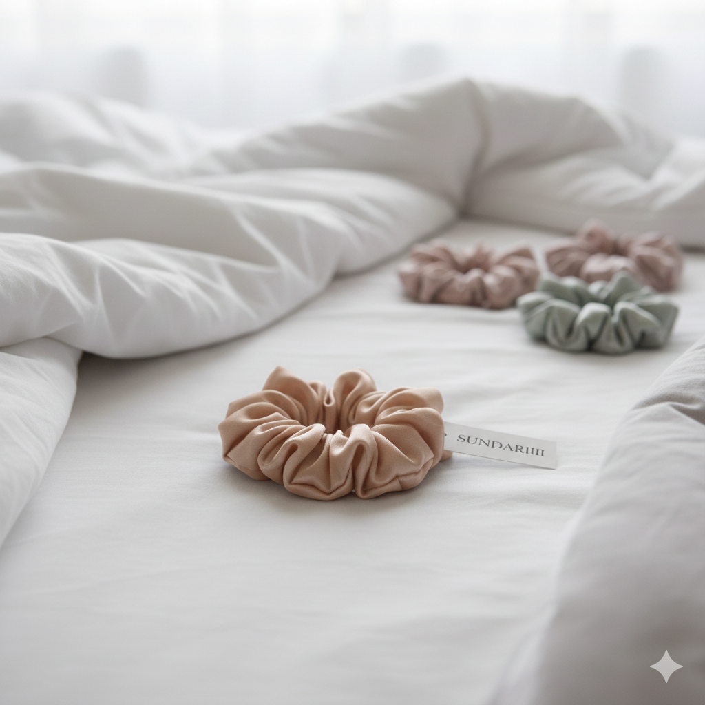 Sundariii Premium Satin Silk Scrunchies, Signature Pastel Luxe, "Old Money Energy" - Set of 9, Crease-Free Hold