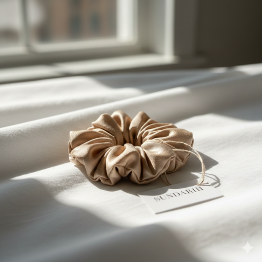 Sundariii Premium Satin Silk Scrunchies, Signature Pastel Luxe, "Soft Girl" - Set of 6, Crease-Free Hold