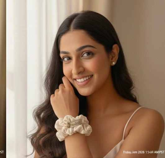 Sundariii Mulberry Silk Scrunchie Set, Balanced Pastel Luxe Signature pack "Vanilla girl energy" 100% Mulberry Silk, Pack of 6, Crease-Free Hold, Premium hair care for hair thinning.