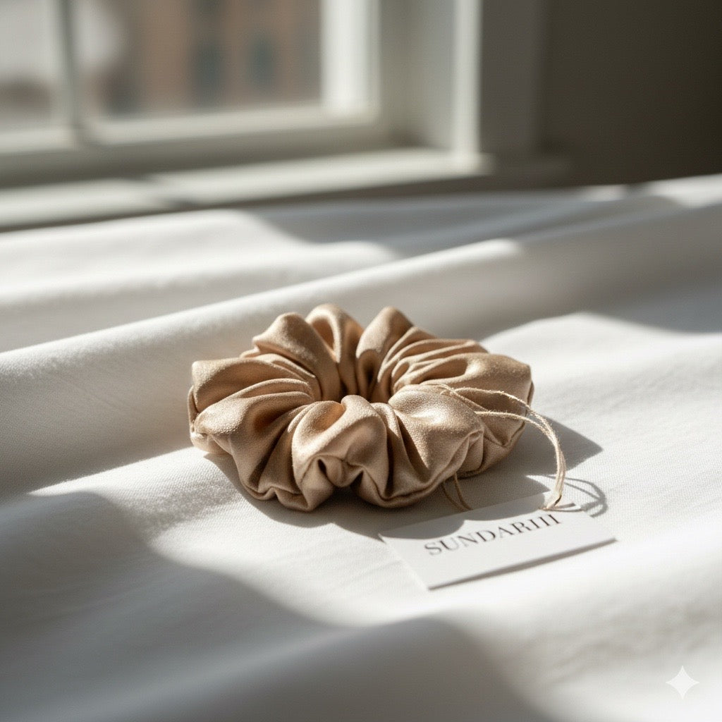 Sundariii Mulberry Silk Scrunchie Set, Balanced Pastel Luxe Signature pack "Vanilla girl energy" 100% Mulberry Silk, Pack of 6, Crease-Free Hold, Premium hair care for hair thinning.